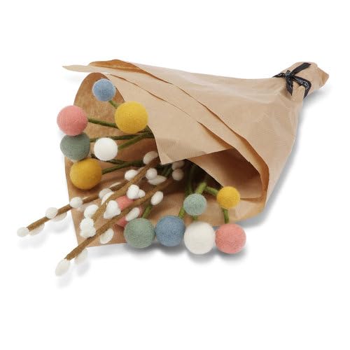 Generisch Gry & SIF Jayanti Filzblumen-Strauß, 17-teilig, 30-32 cm, Handgefertigt