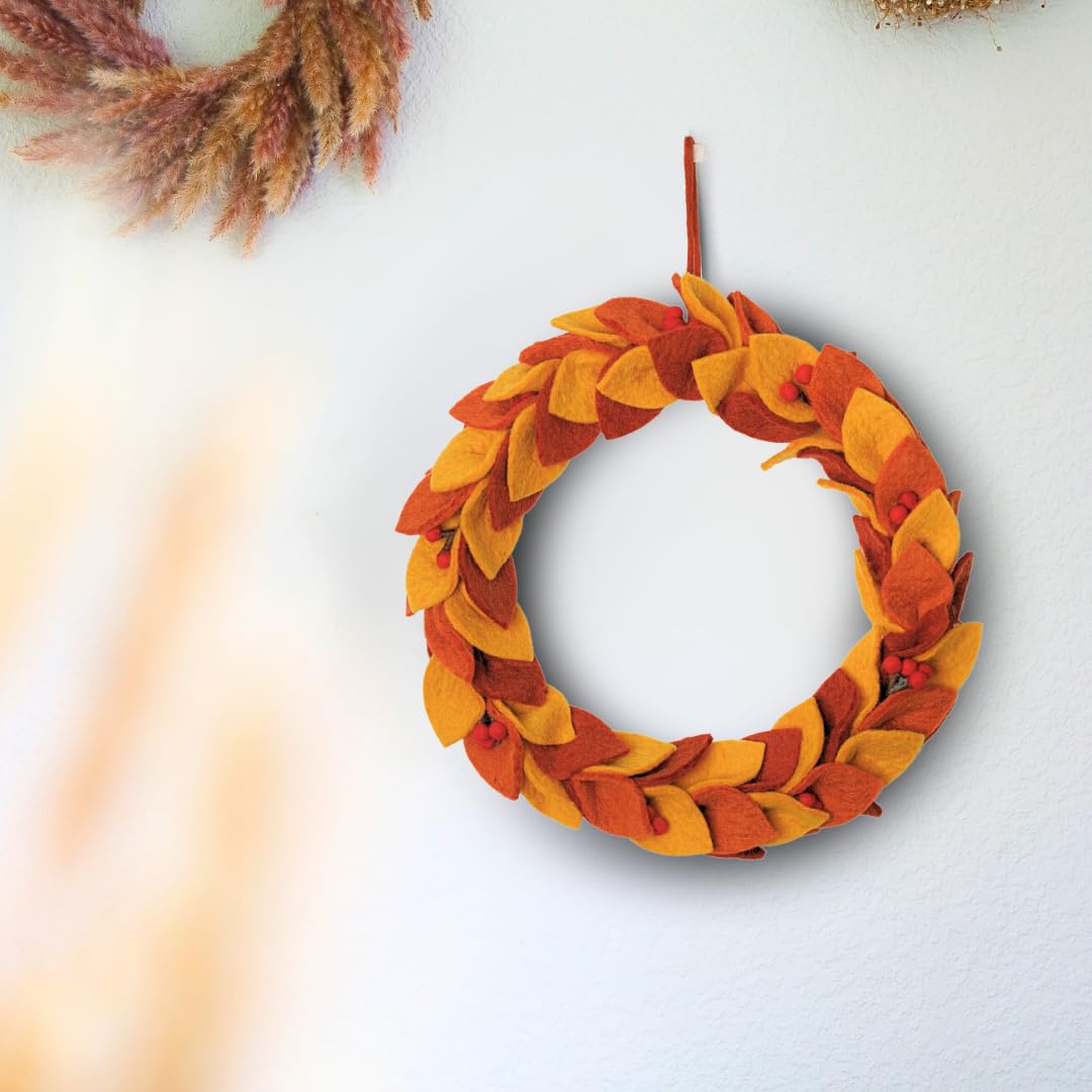 Én Gry & Sif Türkranz Herbst I Hand-Made & fair-Trade Kranz aus Filz, skandinavische Deko I Türkranz in leuchtenden Herbstfarben, ⌀31cm