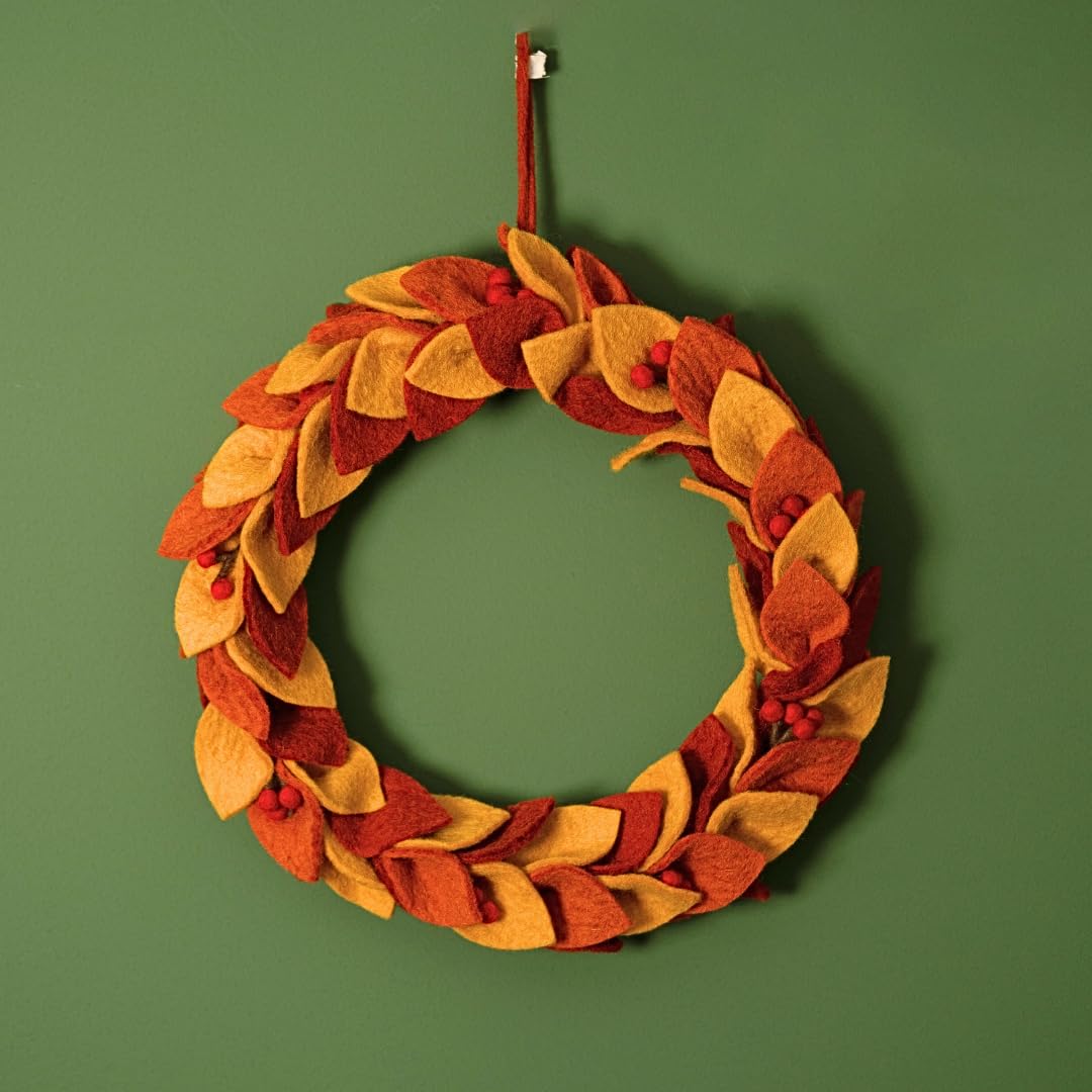 Én Gry & Sif Türkranz Herbst I Hand-Made & fair-Trade Kranz aus Filz, skandinavische Deko I Türkranz in leuchtenden Herbstfarben, ⌀31cm