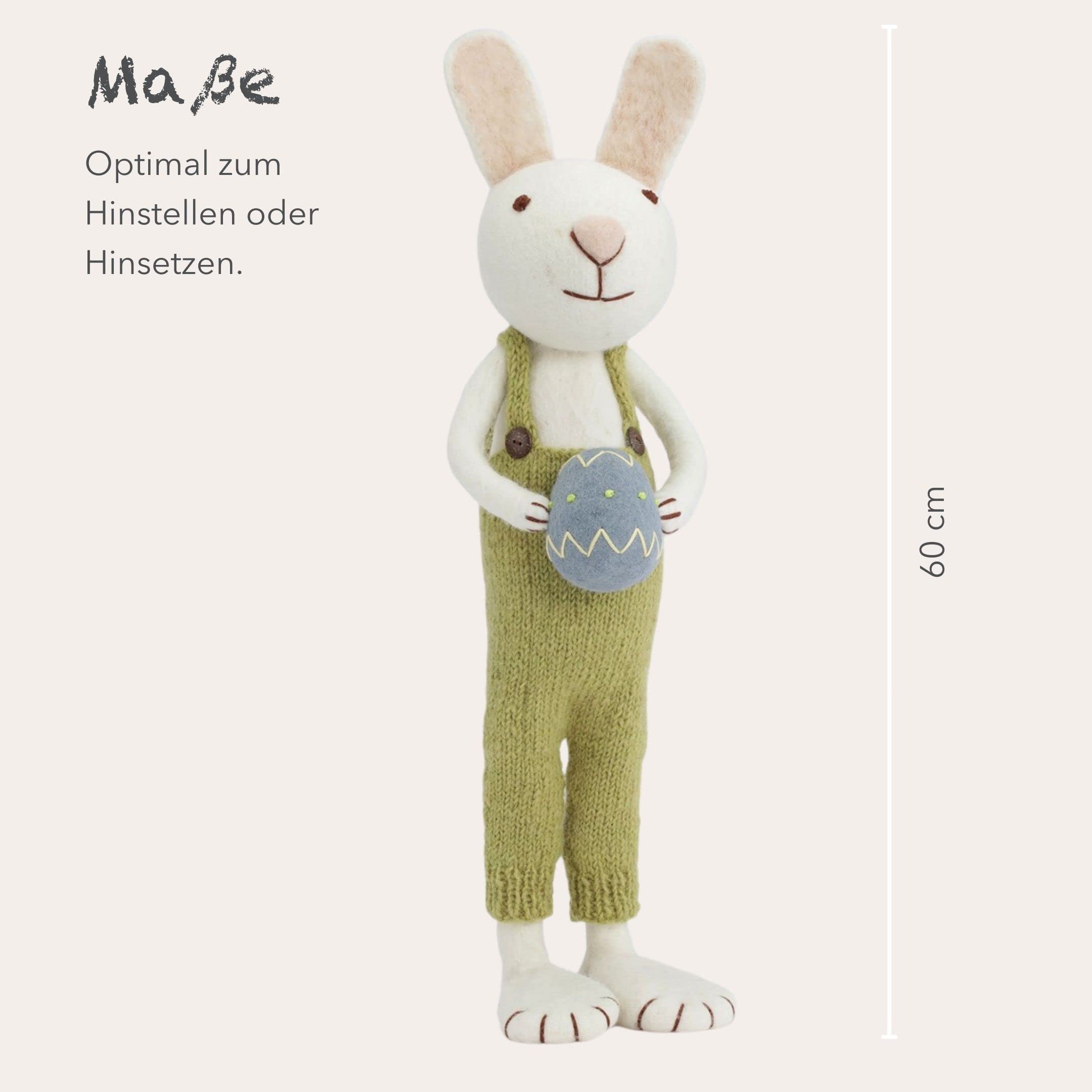 Gry & SIF XXL Osterfigur aus Filz mit biegbaren Armen und Beinen zum Hinstellen oder Hinsetzen, liebevolle Osterdeko, Handmade, Fairtrade-Zertifiziert