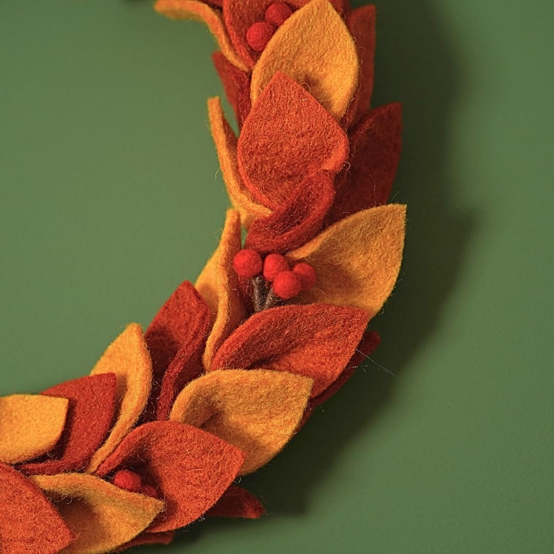 Én Gry & Sif Türkranz Herbst I Hand-Made & fair-Trade Kranz aus Filz, skandinavische Deko I Türkranz in leuchtenden Herbstfarben, ⌀31cm