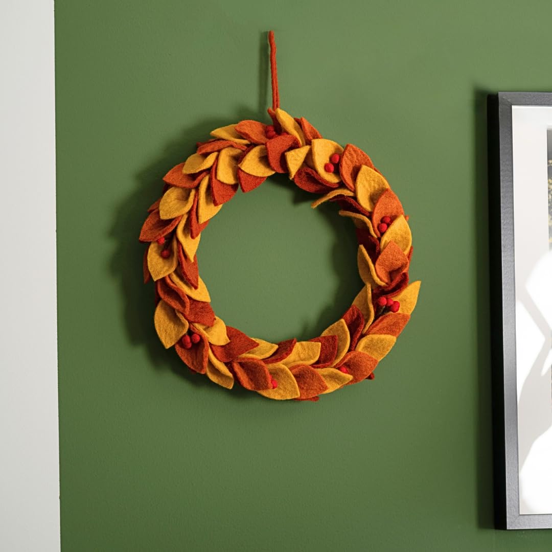 Én Gry & Sif Türkranz Herbst I Hand-Made & fair-Trade Kranz aus Filz, skandinavische Deko I Türkranz in leuchtenden Herbstfarben, ⌀31cm