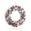 Én Gry & Sif Türkranz graue, weiße Blätter mit roten Beeren, Durchmesser 30cm, handmade, fairtrade, scandi, Deko-Highlight Weihnachtskranz