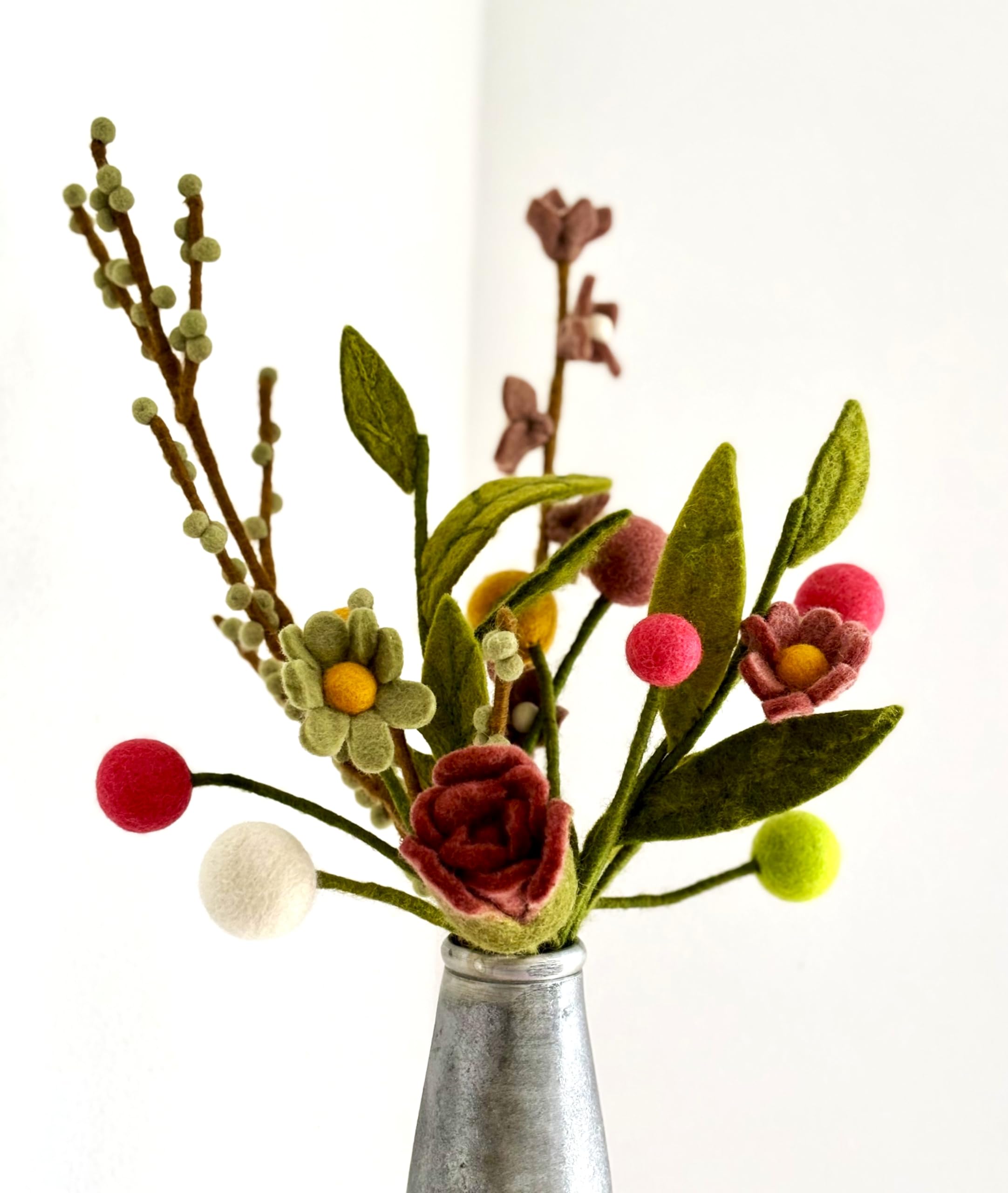 Gry & Sif - Filzblumen Strauß Sommer-Mix Blumen aus Filz - Blumenstrauß - Fair Trade - handgemacht
