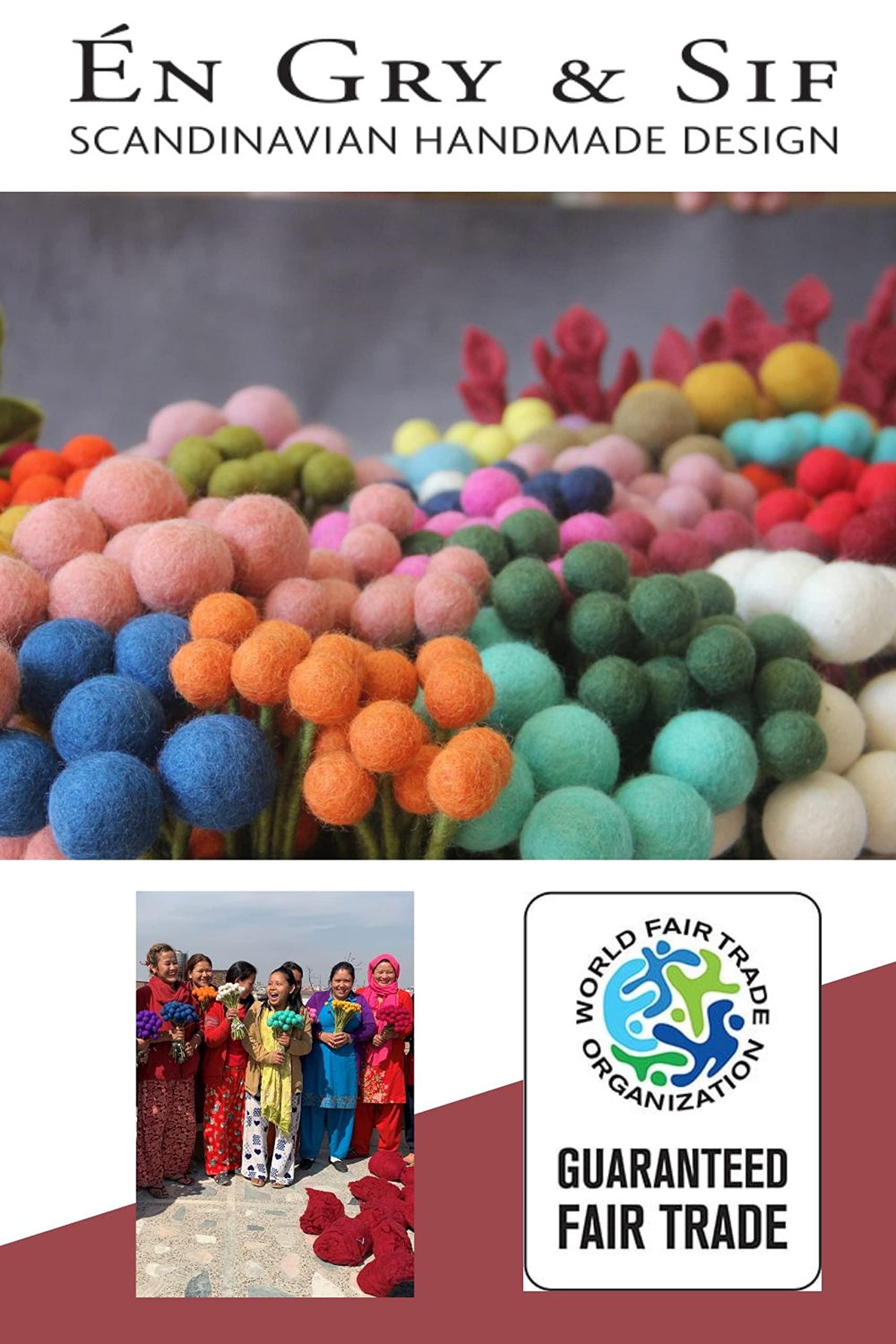 Gry & Sif - Filzblumen Strauß Sommer-Mix Blumen aus Filz - Blumenstrauß - Fair Trade - handgemacht